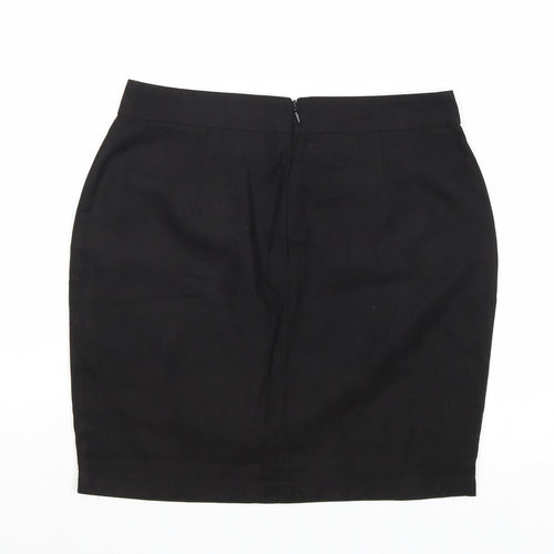 Boohoo Womens Black Polyester A-Line Skirt Size 8 Zip