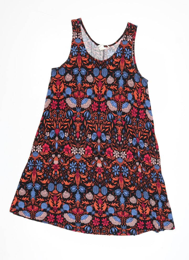 H&M Womens Multicoloured Geometric Viscose Trapeze & Swing Size M Round Neck Pullover