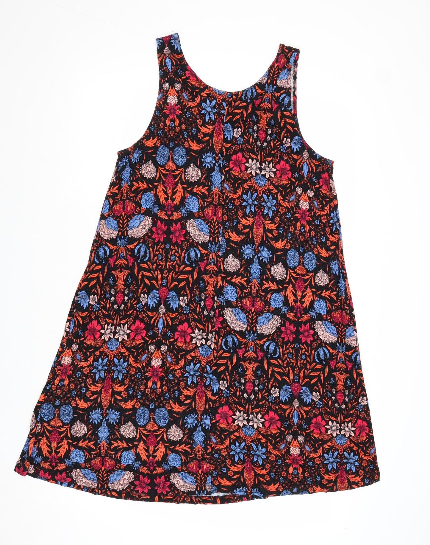 H&M Womens Multicoloured Geometric Viscose Trapeze & Swing Size M Round Neck Pullover