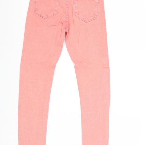 Topshop Womens Pink Cotton Skinny Jeans Size 25 in Regular Zip