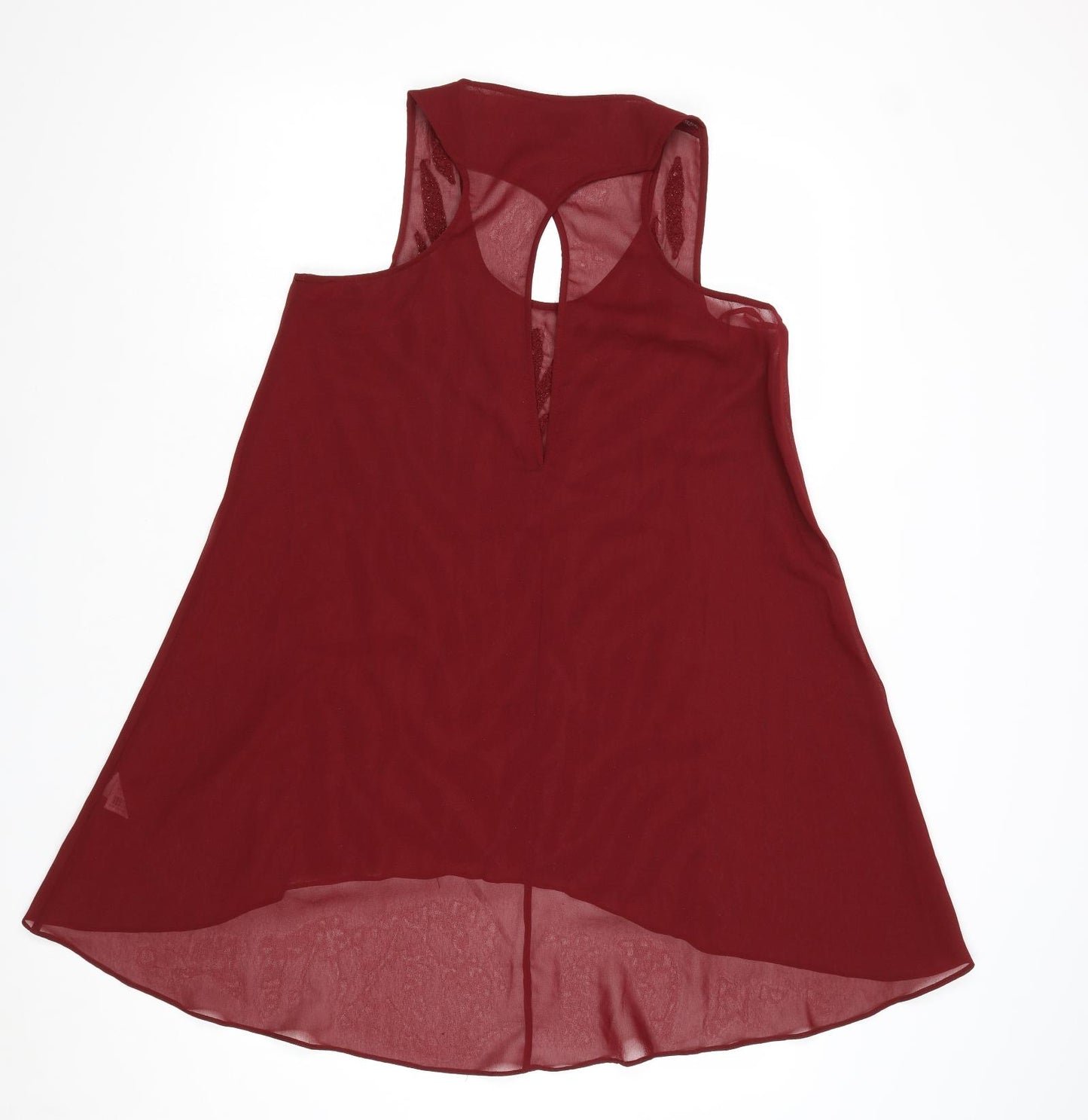 River Island Womens Red Polyester Basic Tank Size 10 Scoop Neck