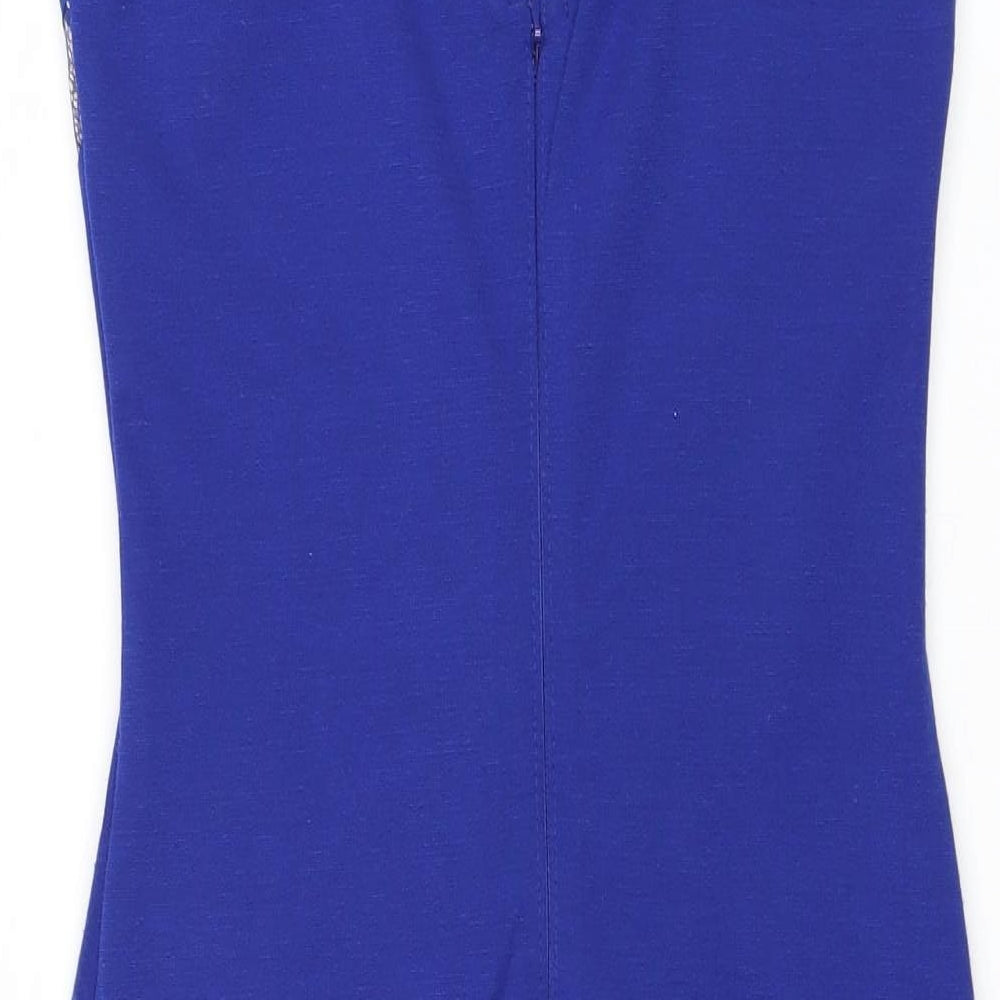 Lipsy Womens Blue Polyester Bodycon Size 8 Round Neck Zip