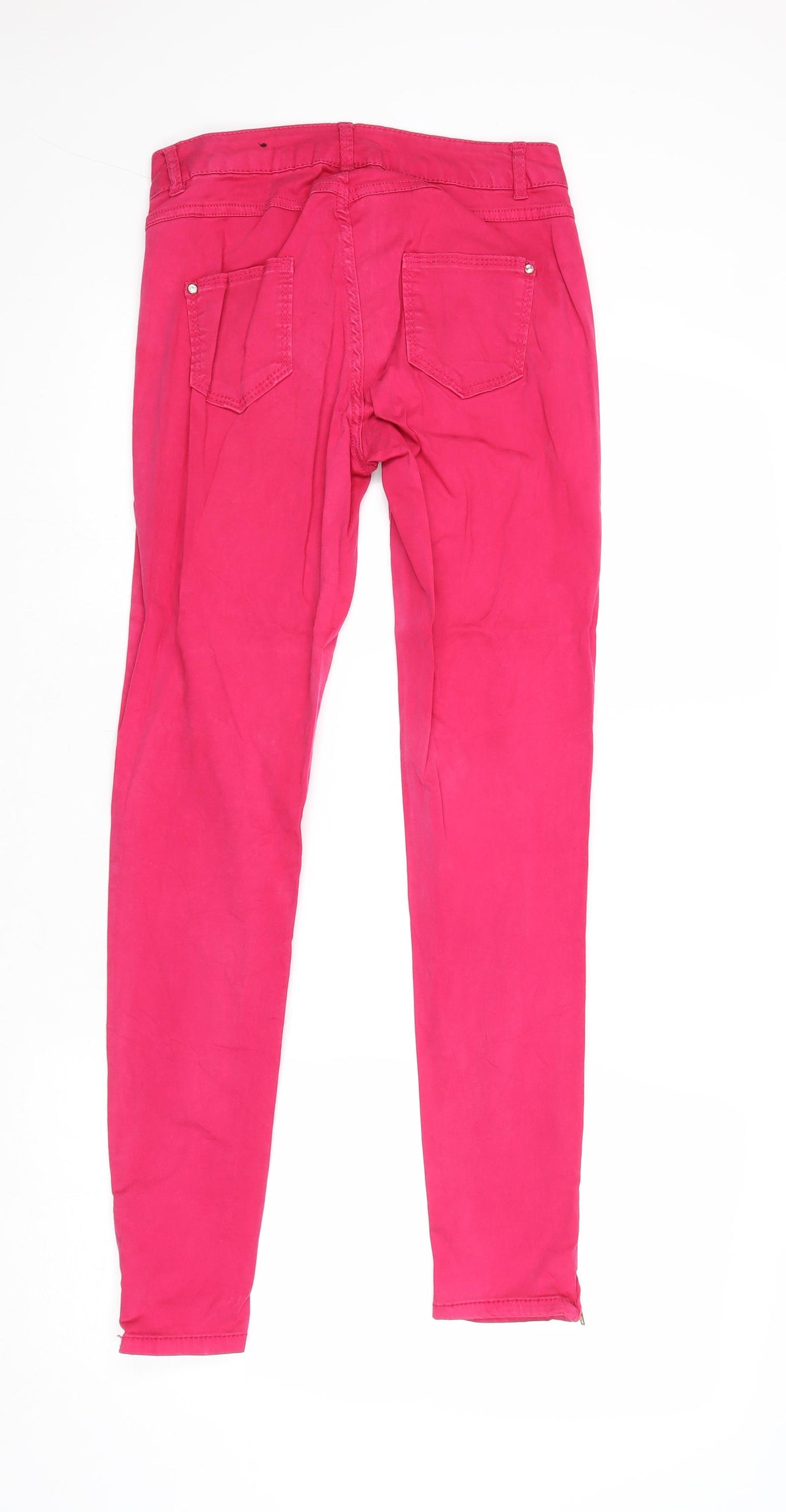 Flame Womens Pink Cotton Skinny Jeans Size 10 Regular Zip