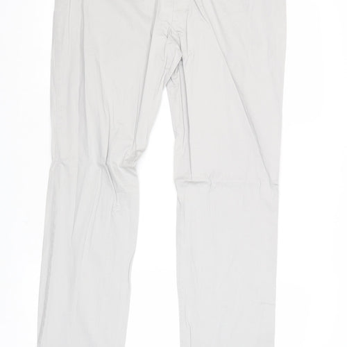 Ostin Mens Grey Cotton Chino Trousers Size XL Regular Zip
