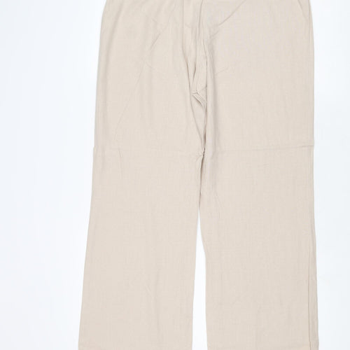 Debenhams Womens Beige Linen Trousers Size 12 Regular Zip