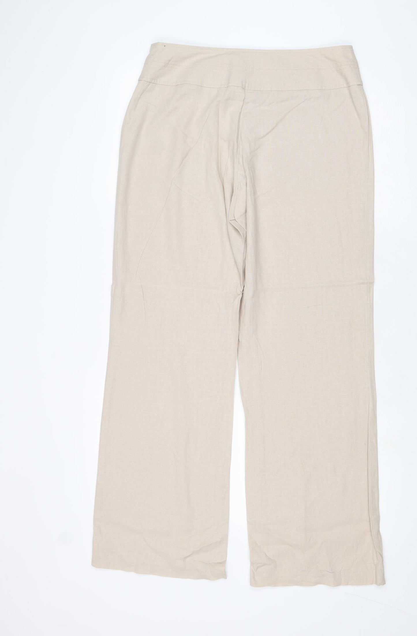 Debenhams Womens Beige Linen Trousers Size 12 Regular Zip