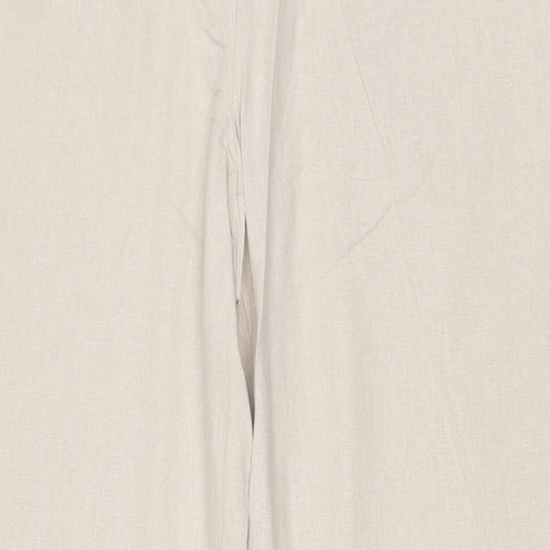 Debenhams Womens Beige Linen Trousers Size 12 Regular Zip