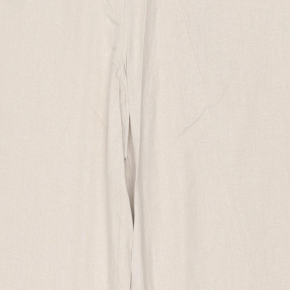 Debenhams Womens Beige Linen Trousers Size 12 Regular Zip