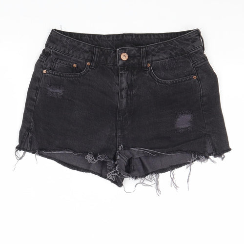 Divided by H&M Womens Black Cotton Cut-Off Shorts Size 8 Regular Zip