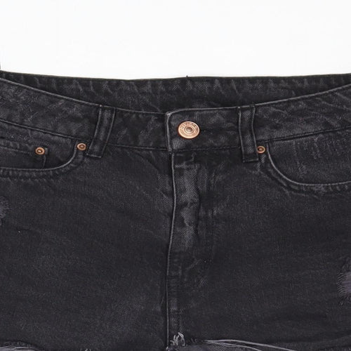Divided by H&M Womens Black Cotton Cut-Off Shorts Size 8 Regular Zip