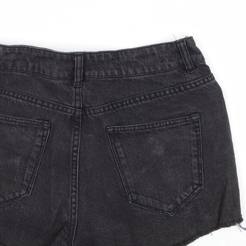 Divided by H&M Womens Black Cotton Cut-Off Shorts Size 8 Regular Zip