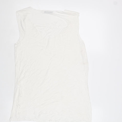 Mango Womens White Viscose Basic Tank Size M Round Neck