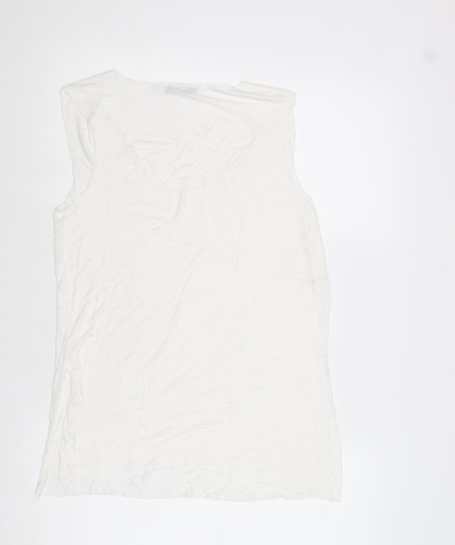 Mango Womens White Viscose Basic Tank Size M Round Neck