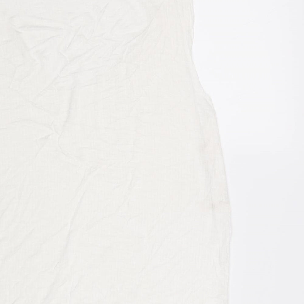 Mango Womens White Viscose Basic Tank Size M Round Neck
