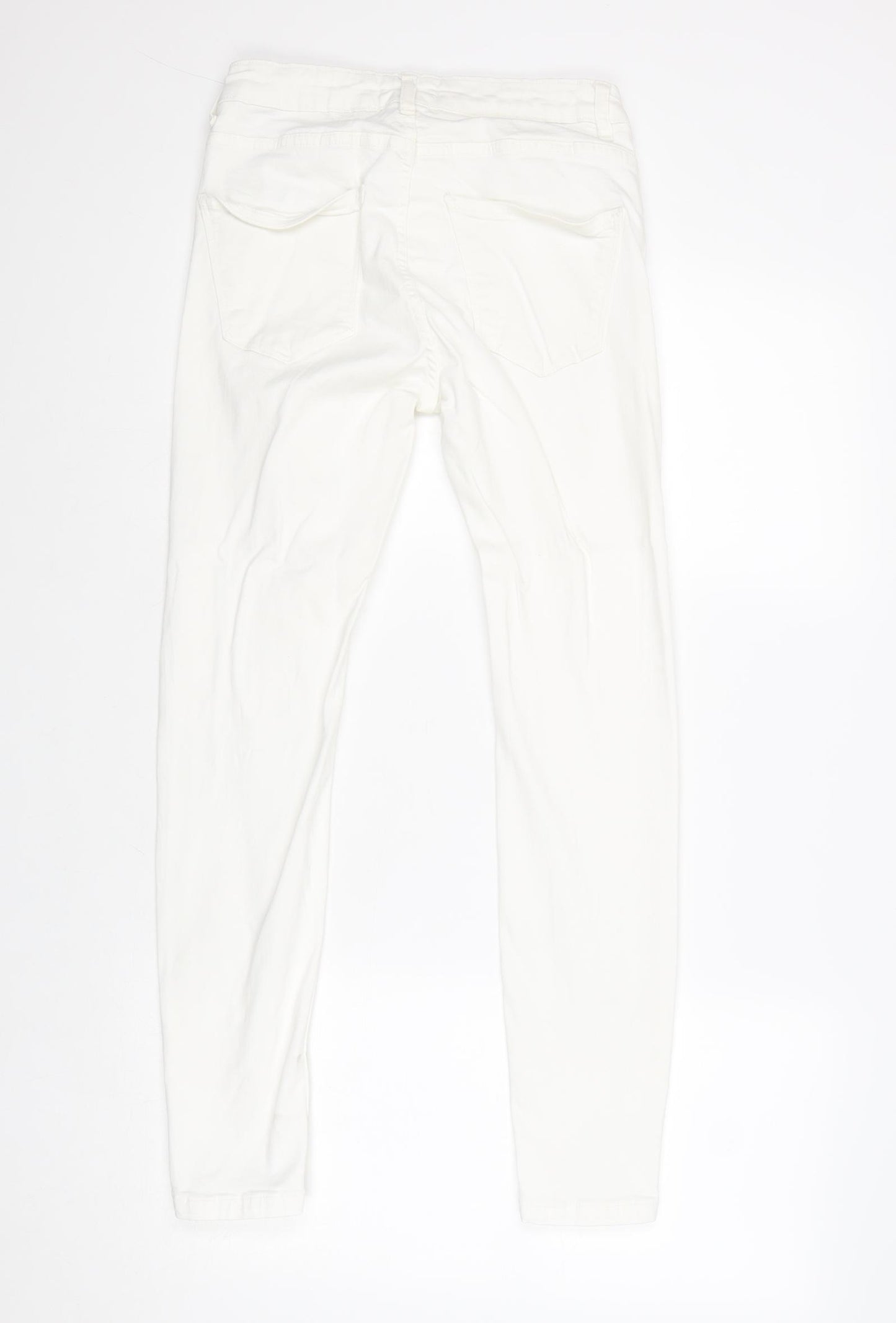 Zara Womens White Cotton Skinny Jeans Size 6 Regular Zip