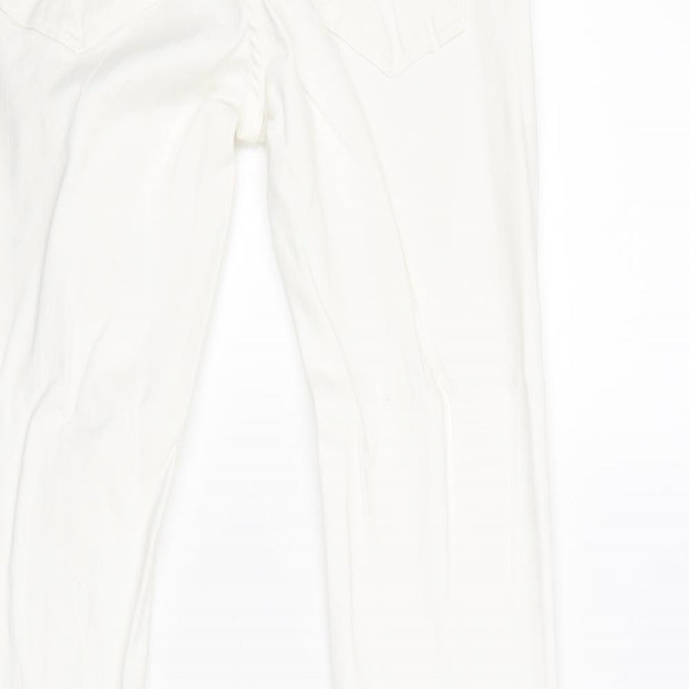 Zara Womens White Cotton Skinny Jeans Size 6 Regular Zip