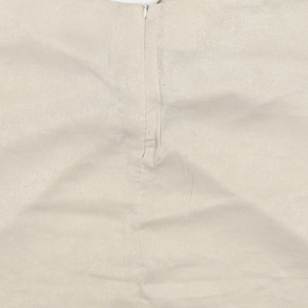 Boohoo Womens Beige Polyester Bandage Skirt Size 12 Zip