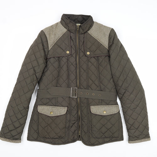 Red Herring Womens Green Quilted Jacket Size 10 Zip