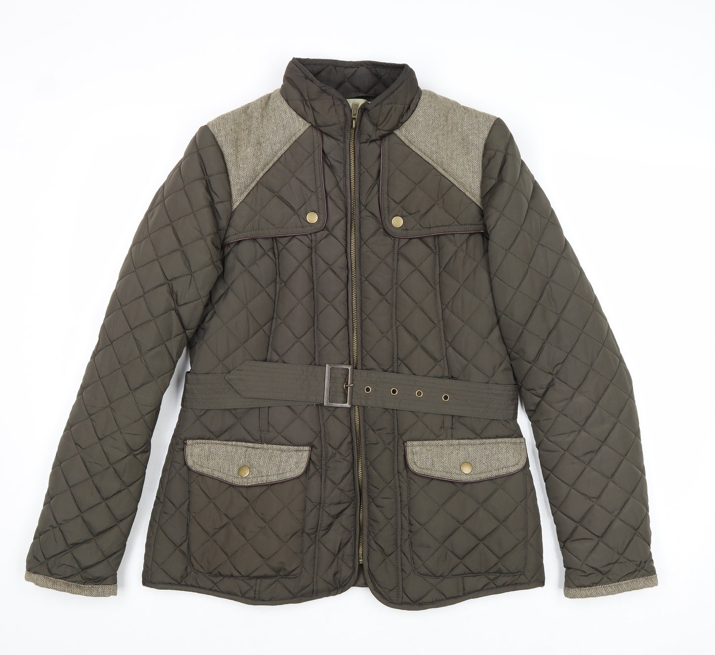 Red Herring Womens Green Quilted Jacket Size 10 Zip
