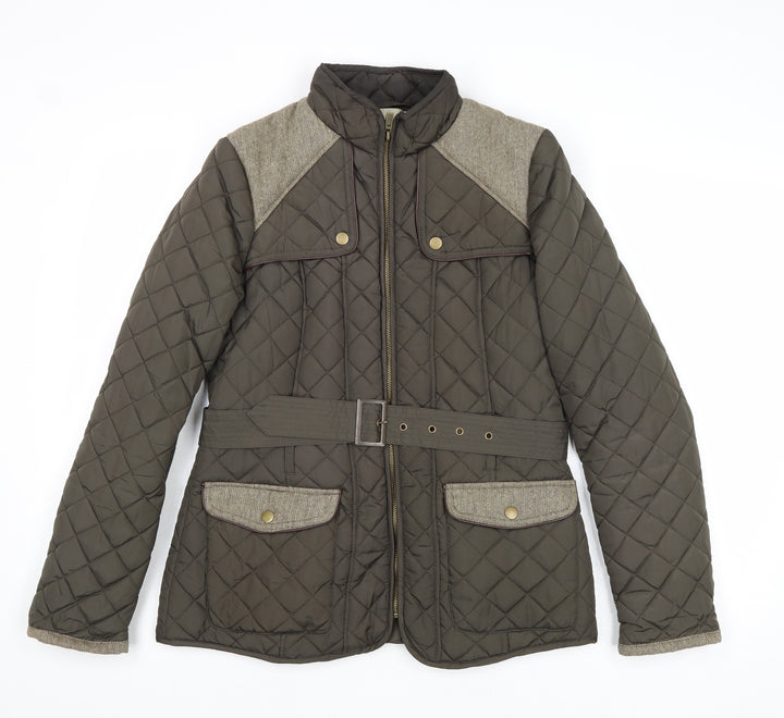 Red Herring Womens Green Quilted Jacket Size 10 Zip