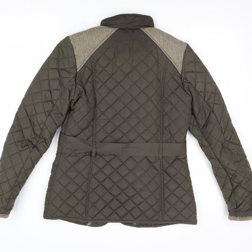 Red Herring Womens Green Quilted Jacket Size 10 Zip