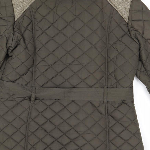 Red Herring Womens Green Quilted Jacket Size 10 Zip