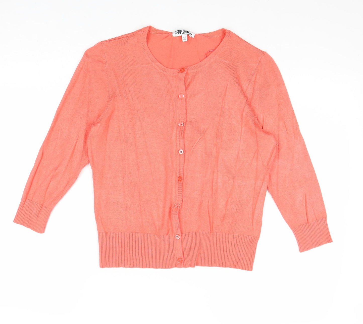 Debenhams Womens Pink Round Neck Viscose Cardigan Jumper Size 12