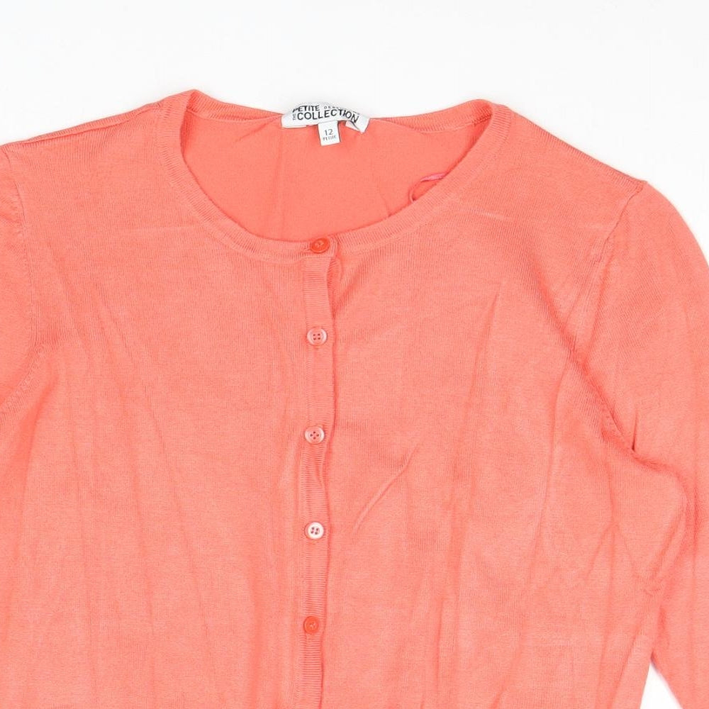 Debenhams Womens Pink Round Neck Viscose Cardigan Jumper Size 12