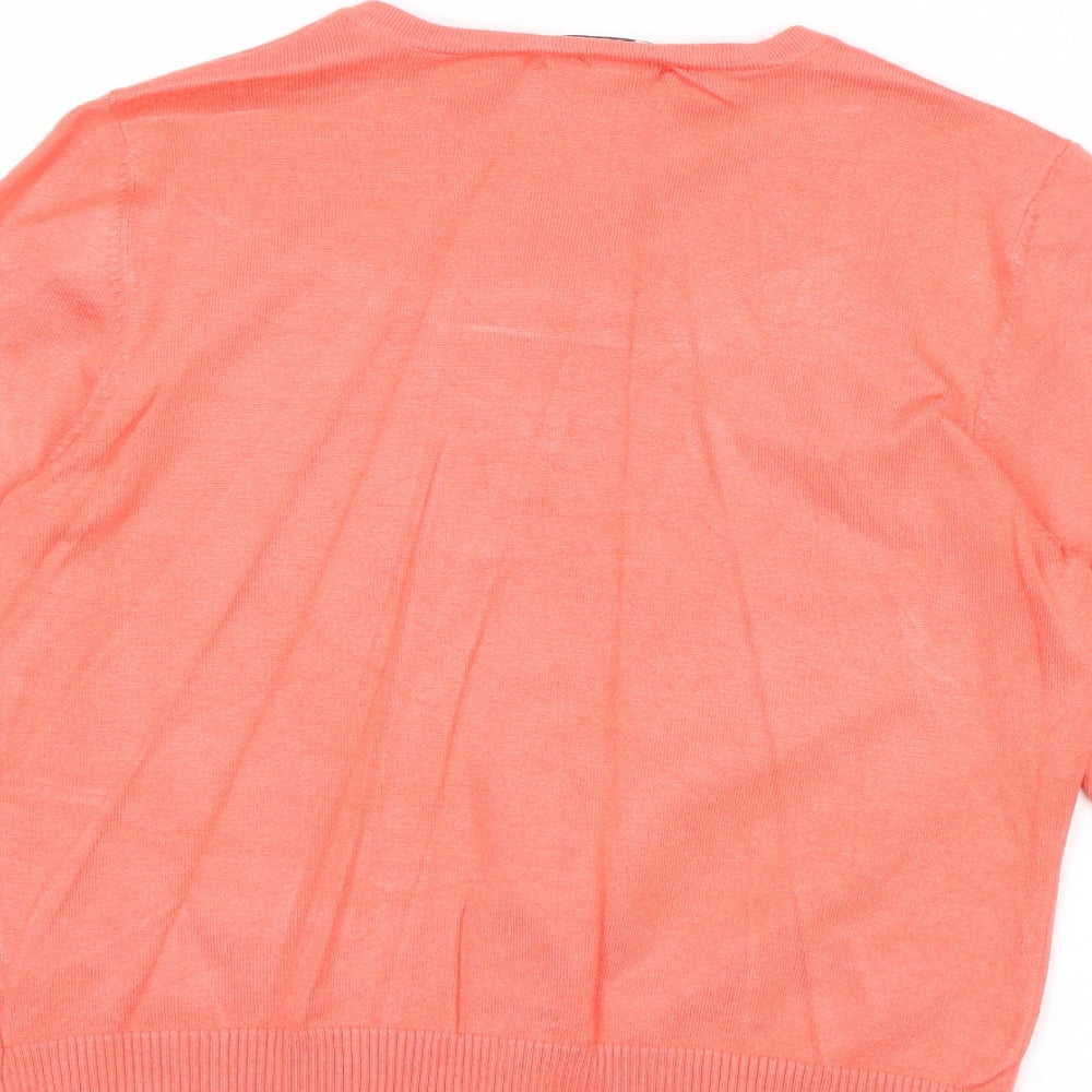 Debenhams Womens Pink Round Neck Viscose Cardigan Jumper Size 12