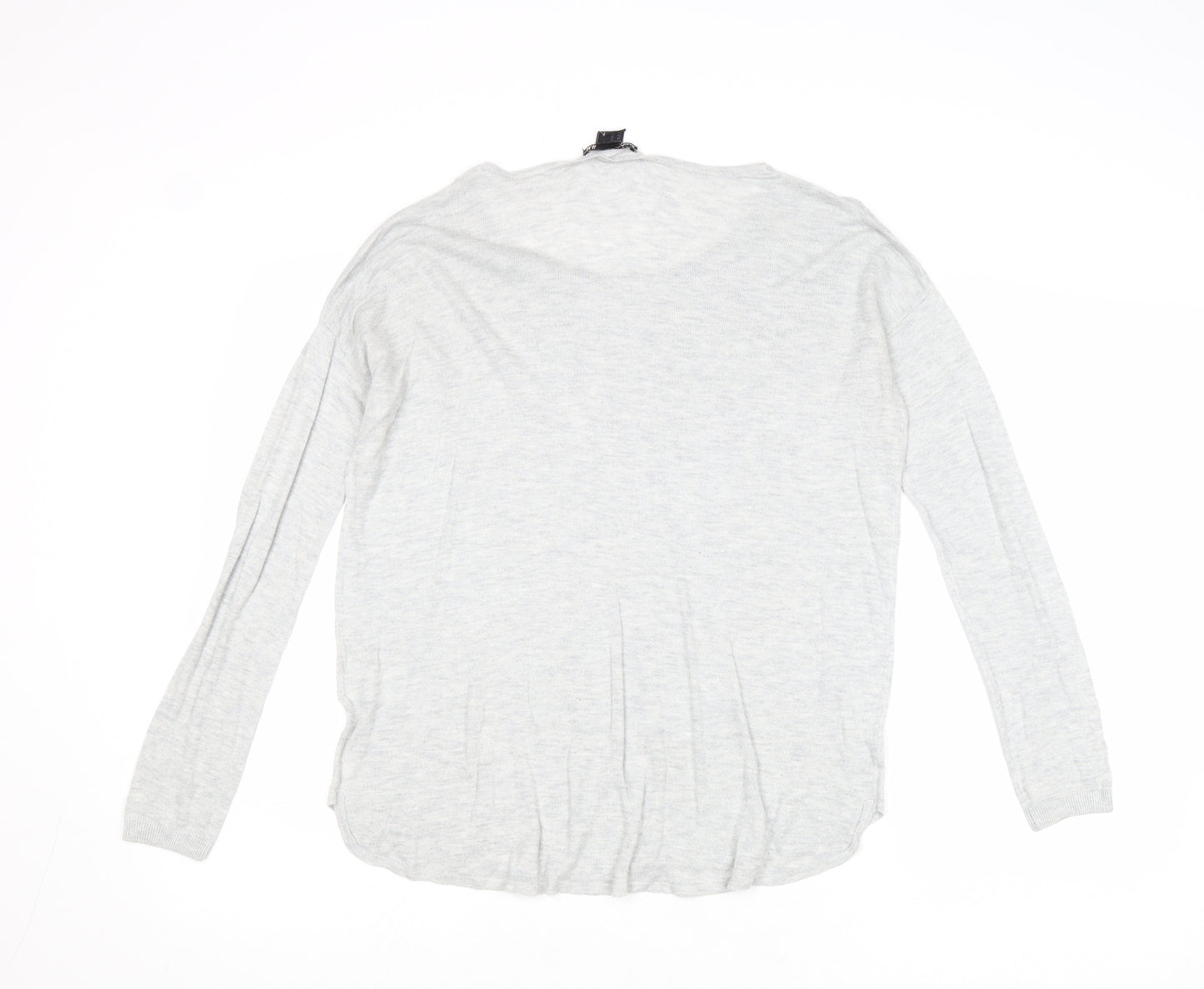 H&M Womens Grey Round Neck Acrylic Pullover Jumper Size XS