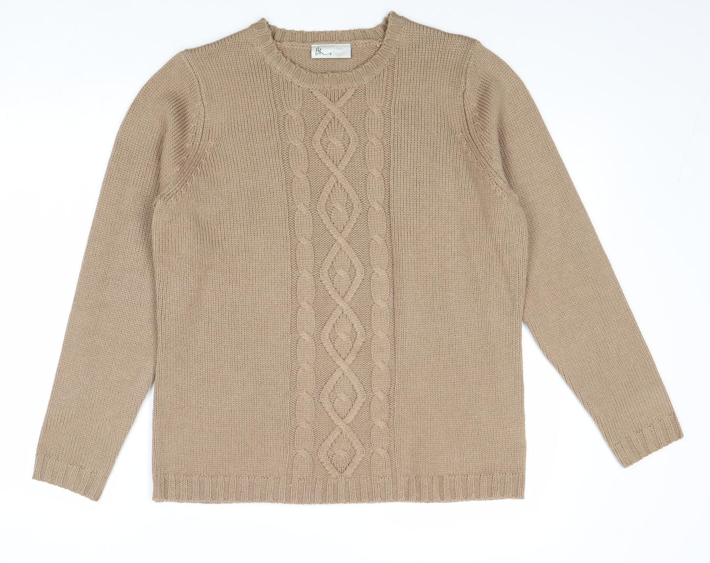 BHS Womens Brown Round Neck Acrylic Pullover Jumper Size 16