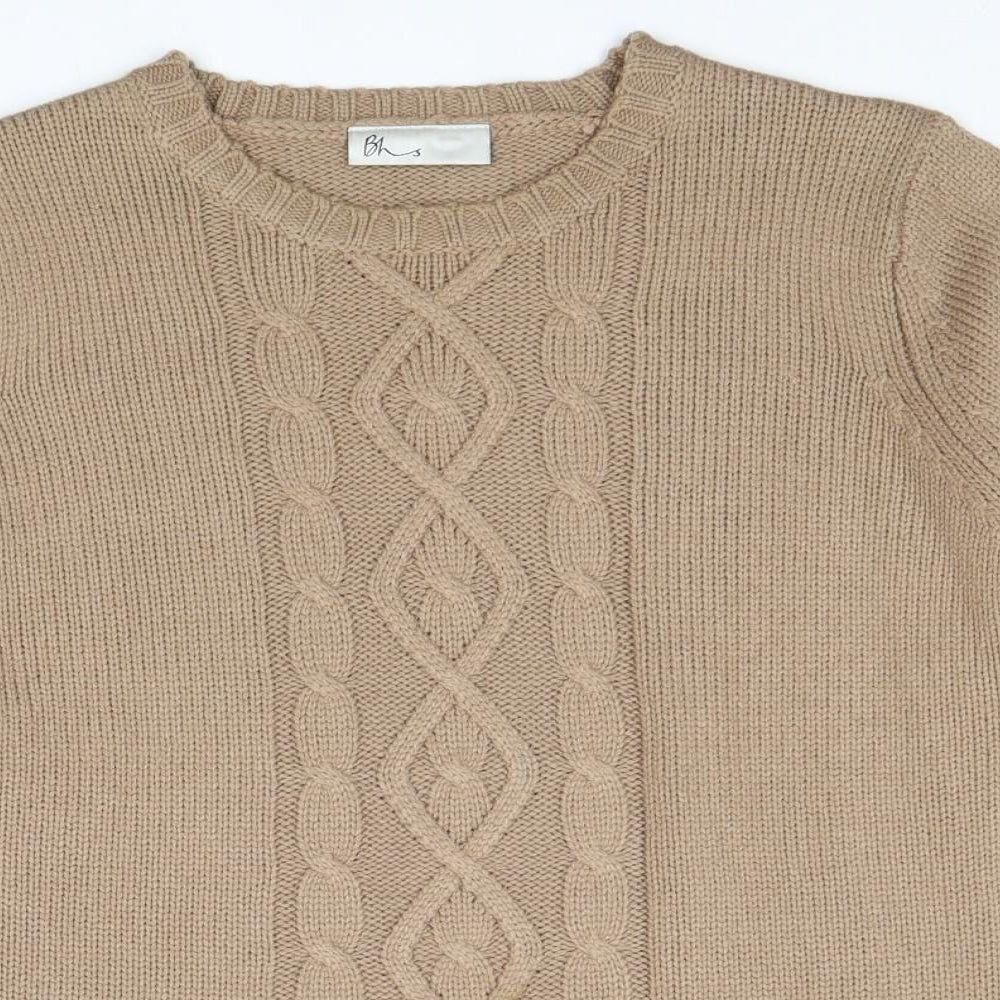 BHS Womens Brown Round Neck Acrylic Pullover Jumper Size 16