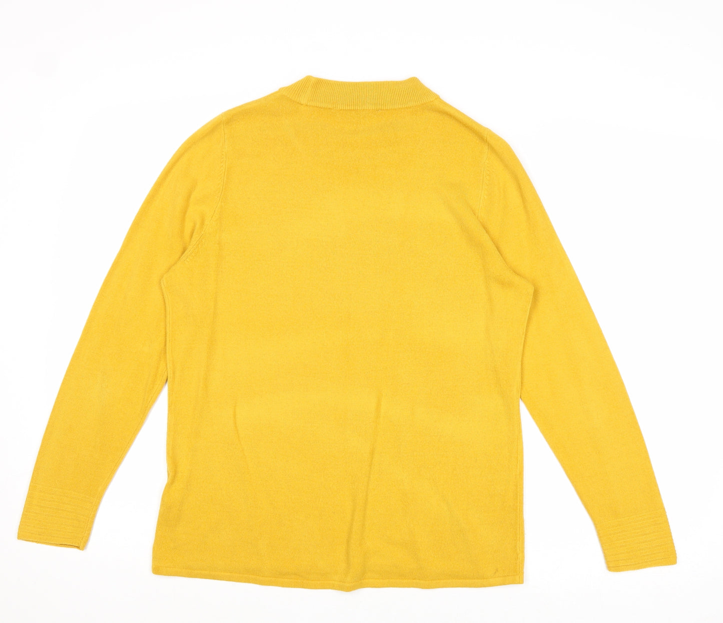 Bonmarché Womens Yellow Round Neck Acrylic Pullover Jumper Size 14