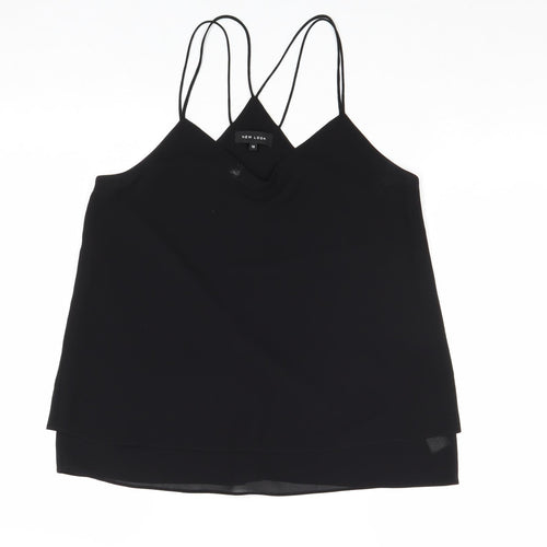 New Look Womens Black Polyester Basic Tank Size 10 V-Neck