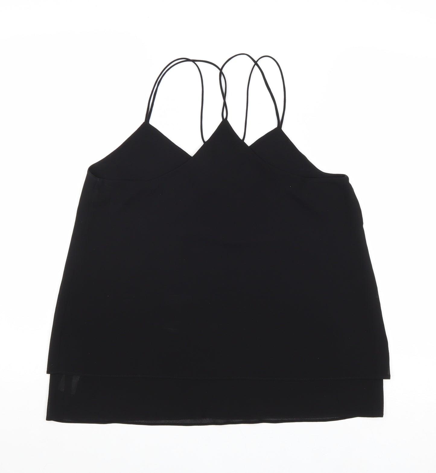 New Look Womens Black Polyester Basic Tank Size 10 V-Neck