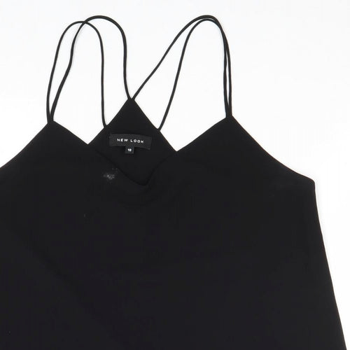 New Look Womens Black Polyester Basic Tank Size 10 V-Neck