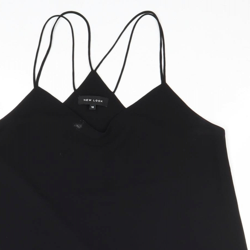 New Look Womens Black Polyester Basic Tank Size 10 V-Neck