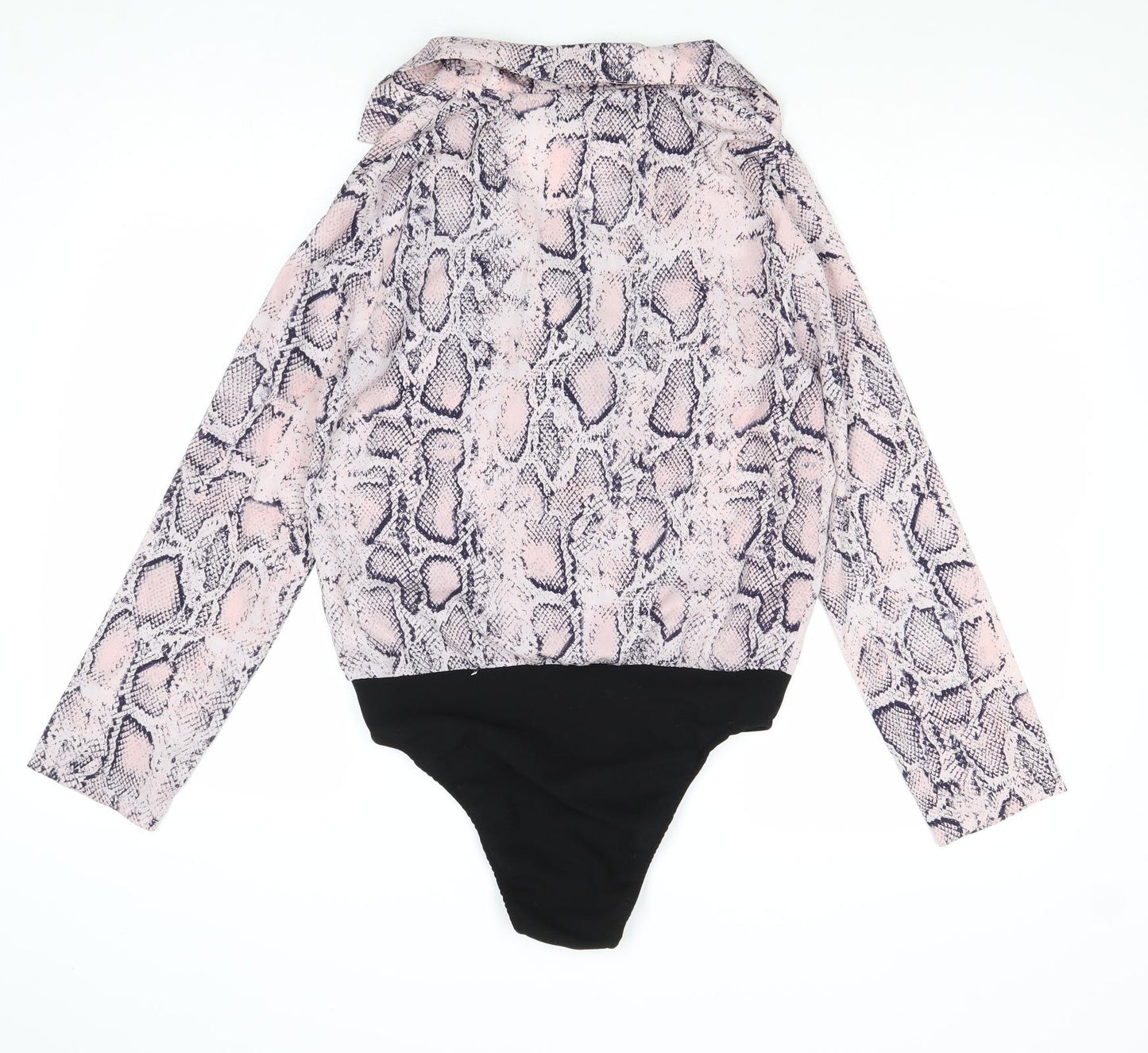 Parisian Womens Pink Animal Print Polyester Bodysuit One-Piece Size 10 Snap - Snake Print