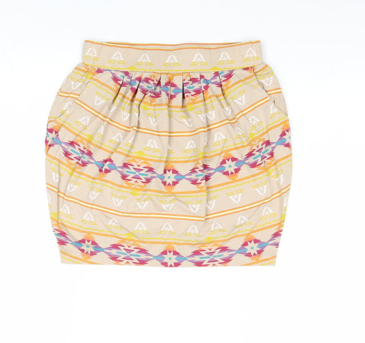 New Look Girls Multicoloured Geometric Polyester Mini Skirt Size 10-11 Years Regular Pull On