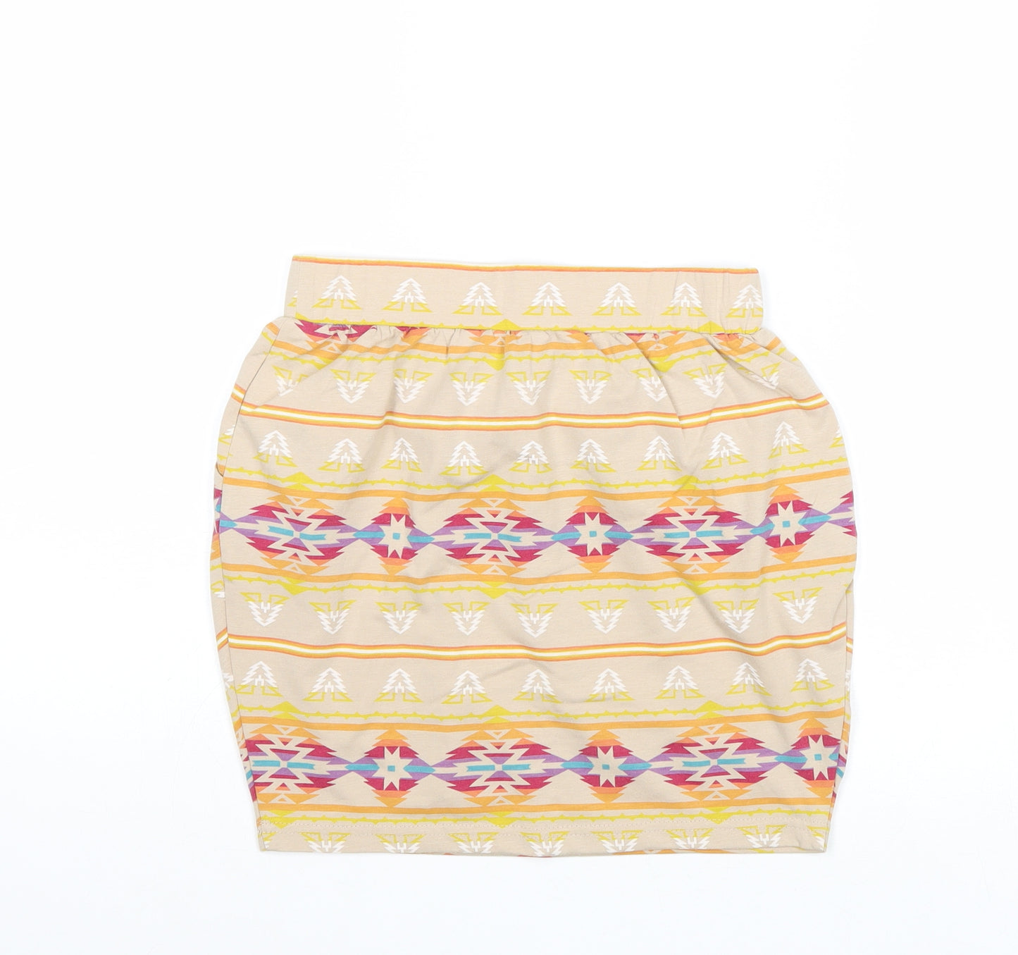 New Look Girls Multicoloured Geometric Polyester Mini Skirt Size 10-11 Years Regular Pull On
