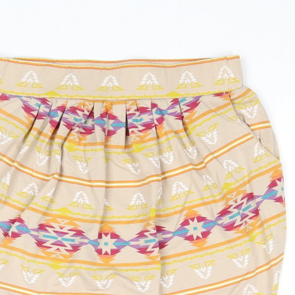 New Look Girls Multicoloured Geometric Polyester Mini Skirt Size 10-11 Years Regular Pull On