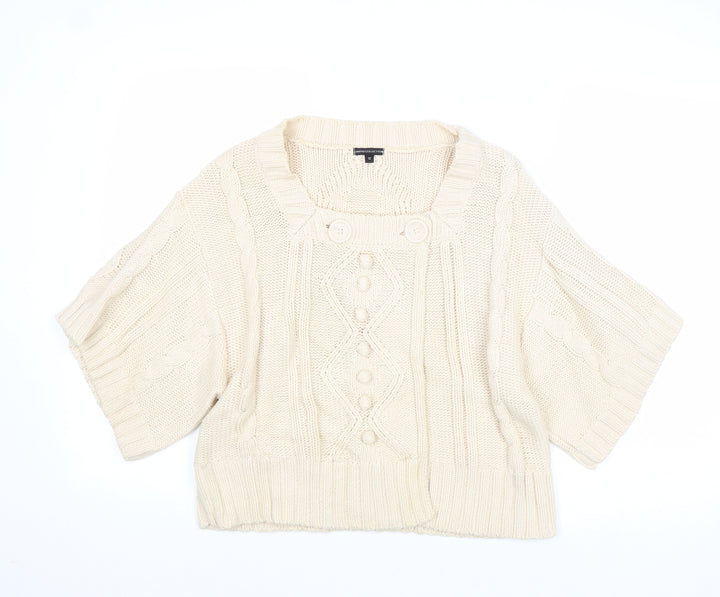 Marks and Spencer Womens Beige Square Neck Acetate Pullover Jumper Size 12