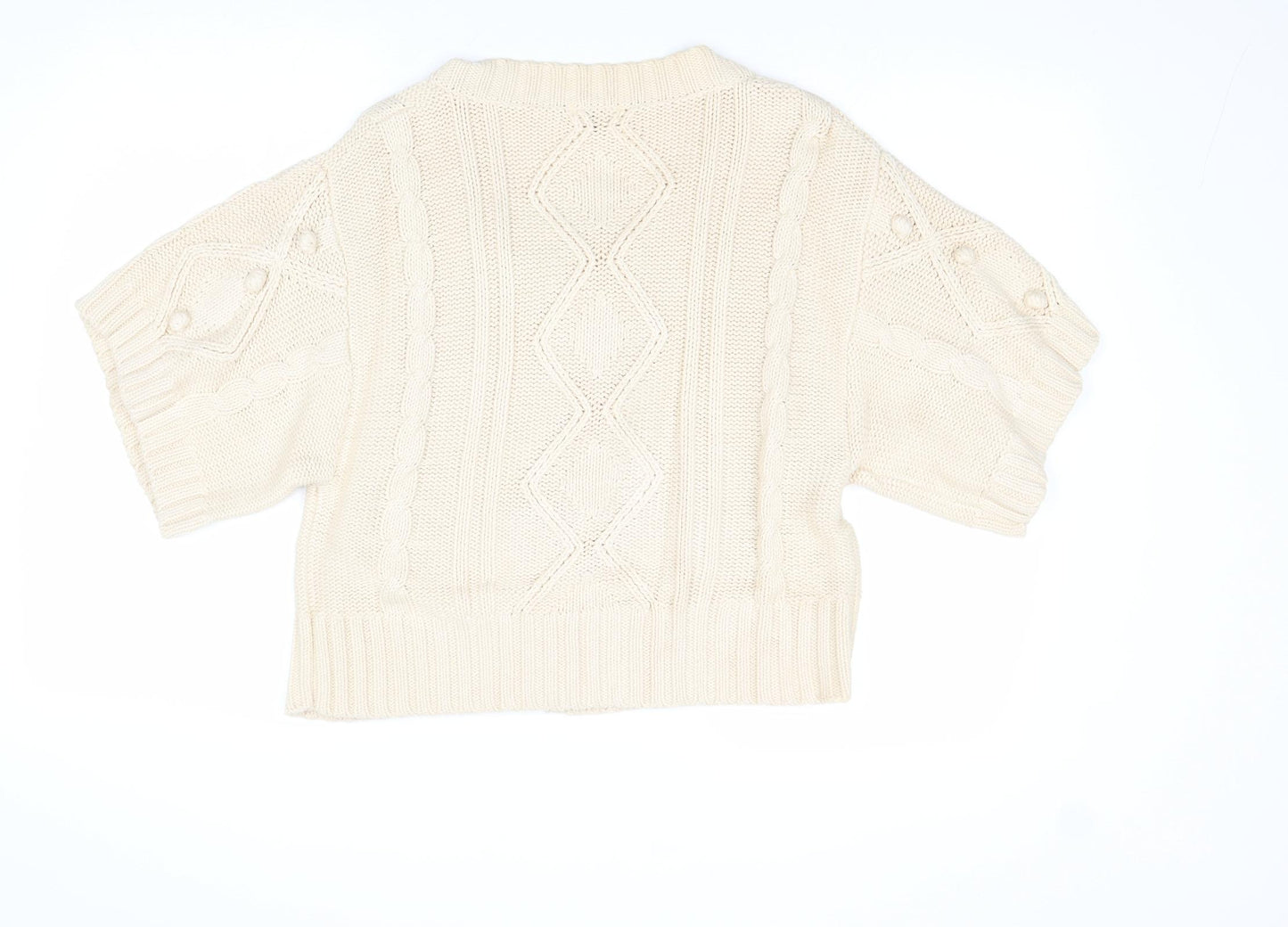 Marks and Spencer Womens Beige Square Neck Acetate Pullover Jumper Size 12