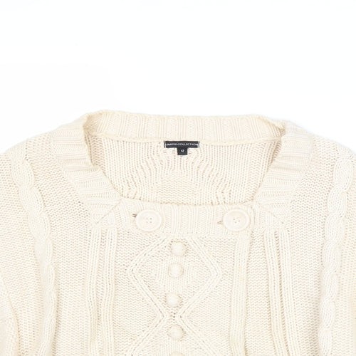 Marks and Spencer Womens Beige Square Neck Acetate Pullover Jumper Size 12