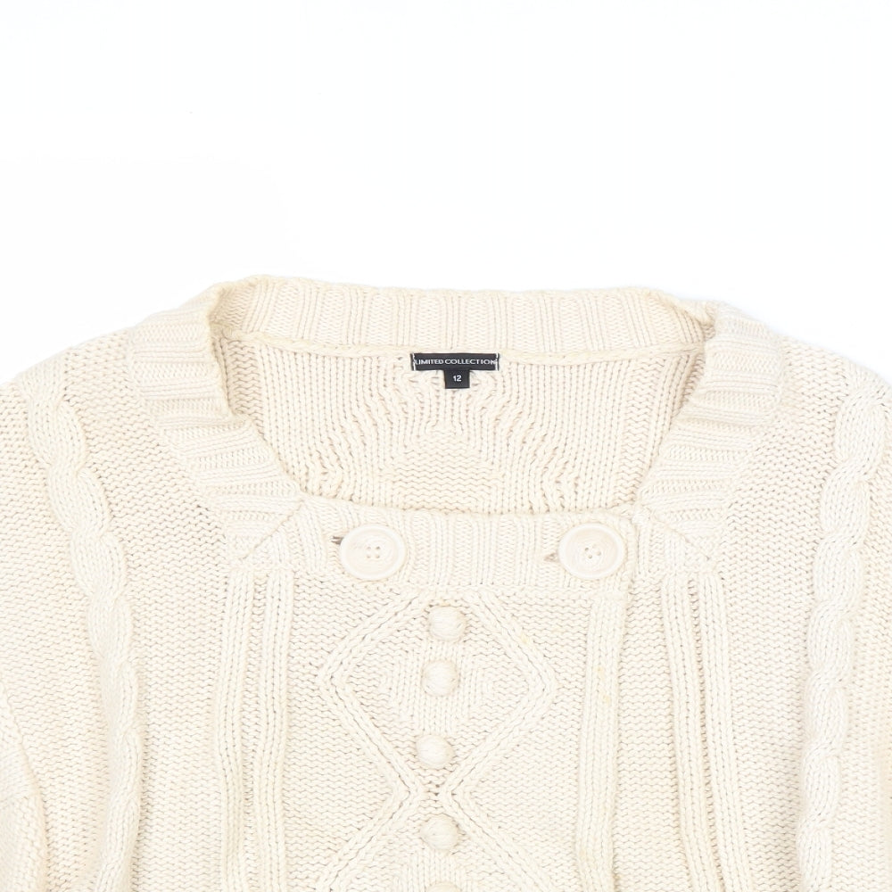 Marks and Spencer Womens Beige Square Neck Acetate Pullover Jumper Size 12