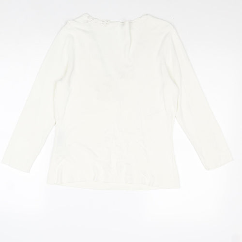 Principles Womens White Viscose Basic T-Shirt Size 14 V-Neck