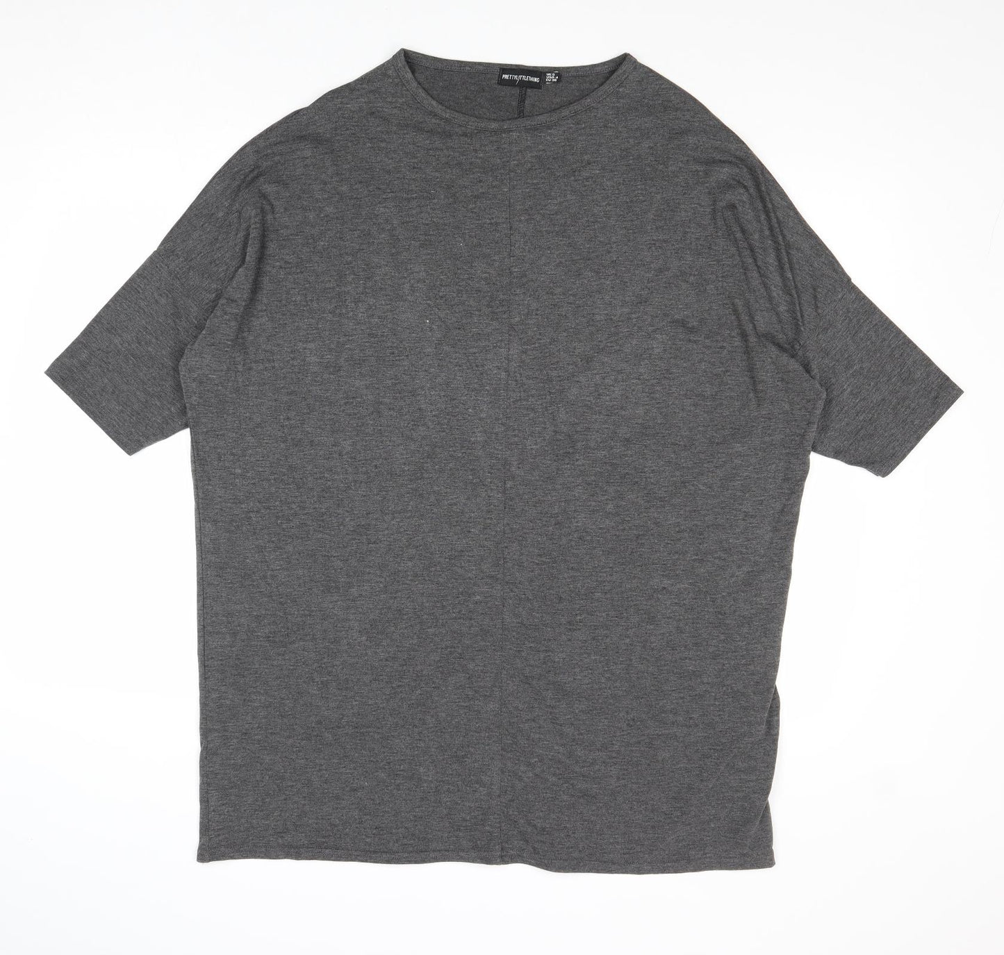 PRETTYLITTLETHING Womens Grey Viscose T-Shirt Dress Size 8 Round Neck Pullover