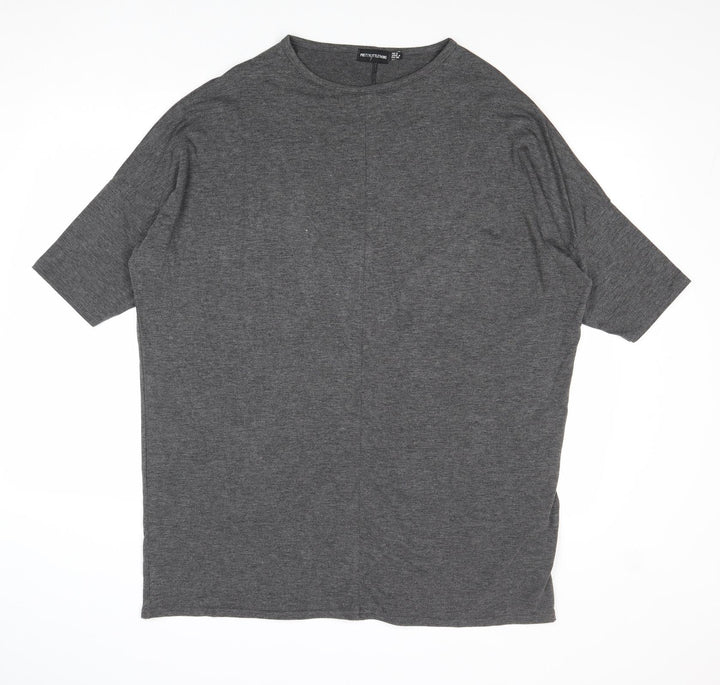 PRETTYLITTLETHING Womens Grey Viscose T-Shirt Dress Size 8 Round Neck Pullover