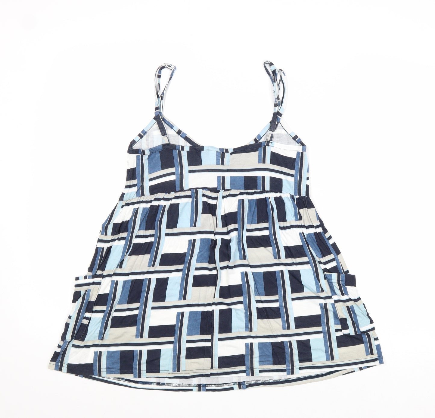NEXT Womens Blue Geometric Viscose Basic Tank Size 12 V-Neck
