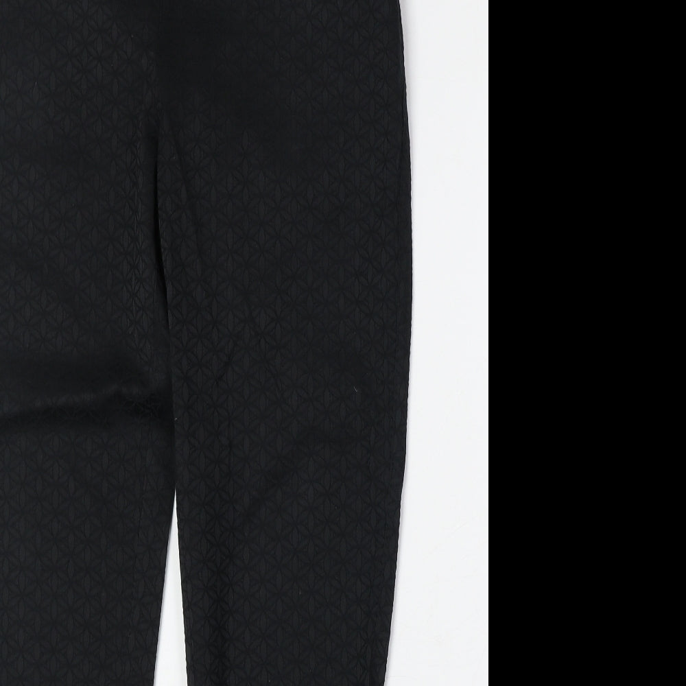 Wallis Womens Black Geometric Cotton Straight Jeans Size 10 Regular Zip